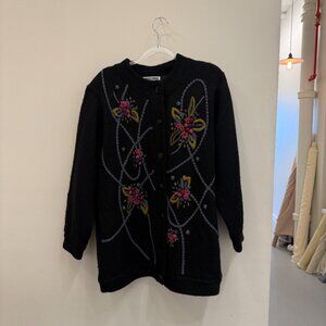 Vintage Japanese Floral Knit Cardigan